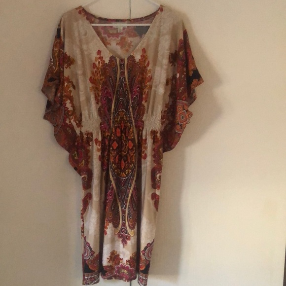 Woman’s fall Dress Barn Y2k Boho stretchy waisted multi Colored dress /tunic top - Picture 2 of 8